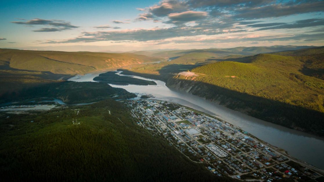 midnight dome overlooking Dawson City and Yukon River