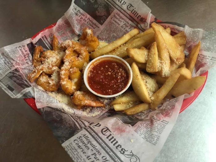 Garlic Parmesan Fried Shrimp basket photo via Nice N Easy Oyster Bar and Grille FB Page