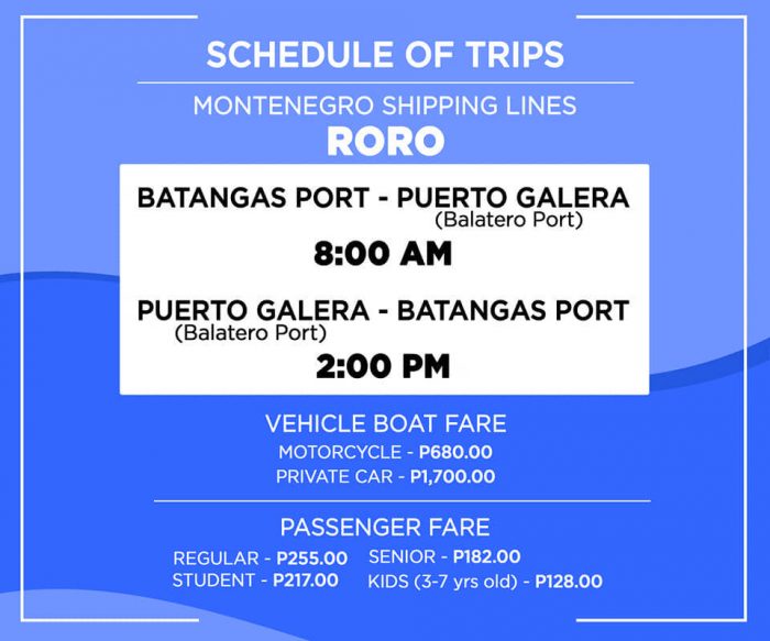 Montenegro Shippine Lines Roro Schedule Batangas - Puerto Galera Balatero Port