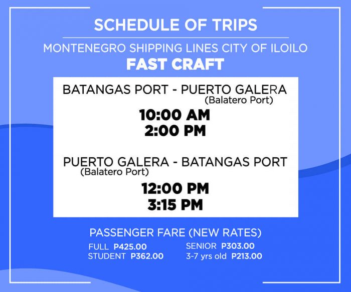 Montenegro Shipping Lines Puerto Galera Balatero Port and Batangas Port Schedule