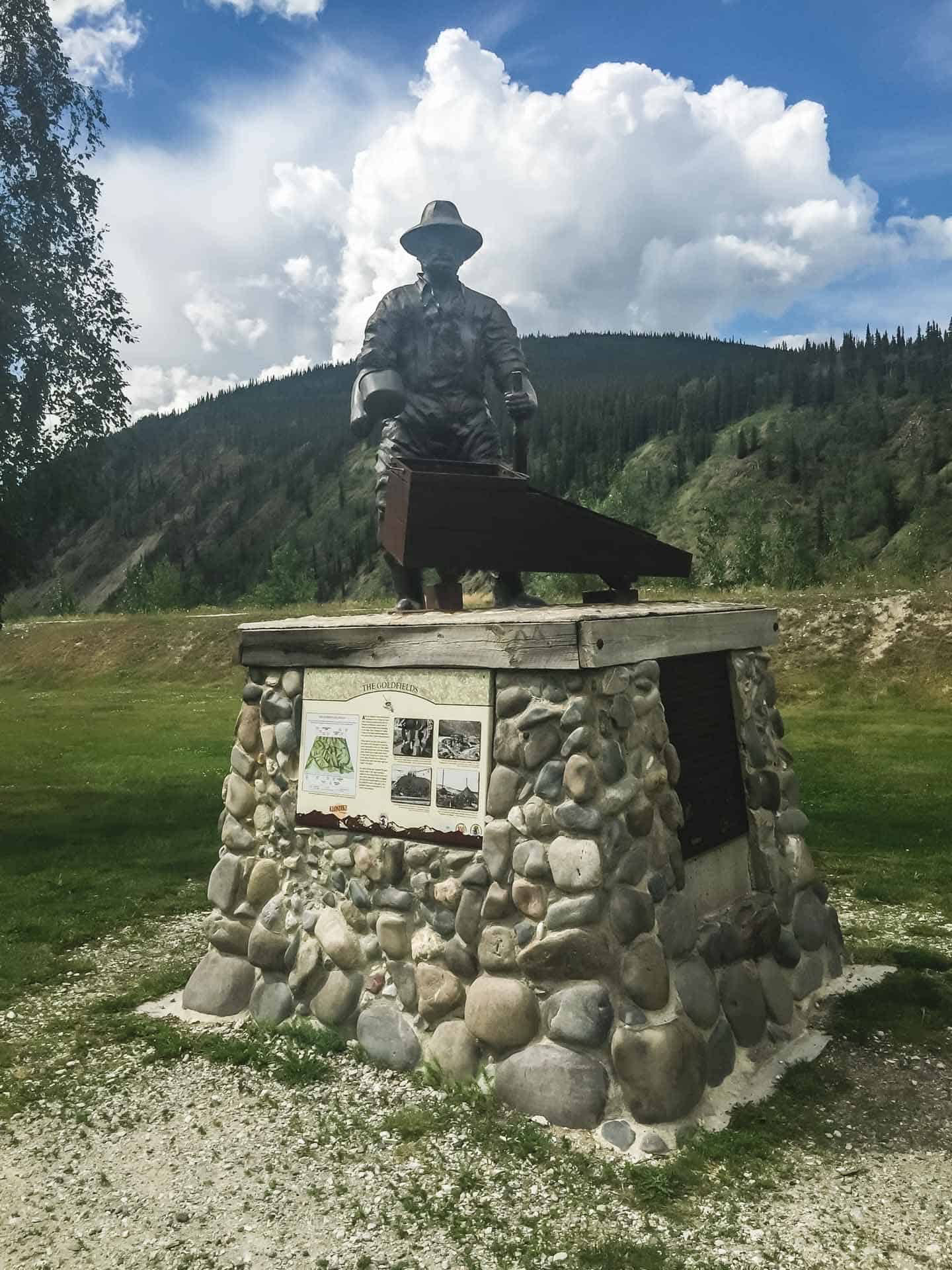 gold rush monument in Dawson City Yukon