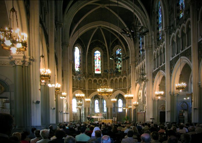 Attending the Latin Mass in the Upper Basilica.