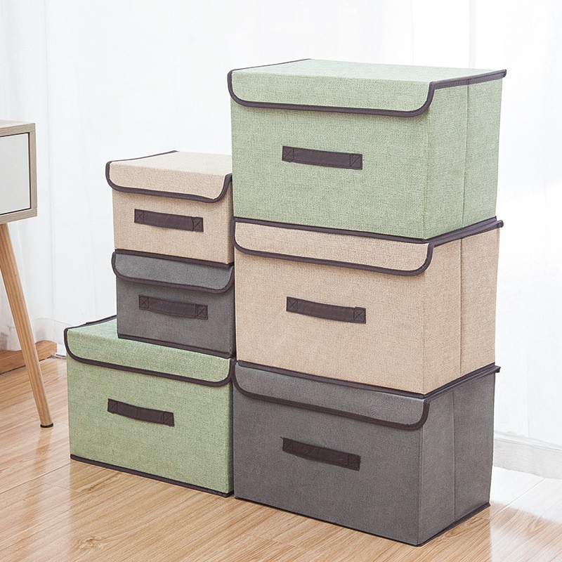 Foldable Storage Box Organizer With Cover Set