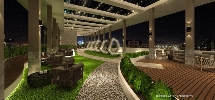 On the top-most floor is a sky lounge that offers panoramic views on the pulsating Metro Manila skyline