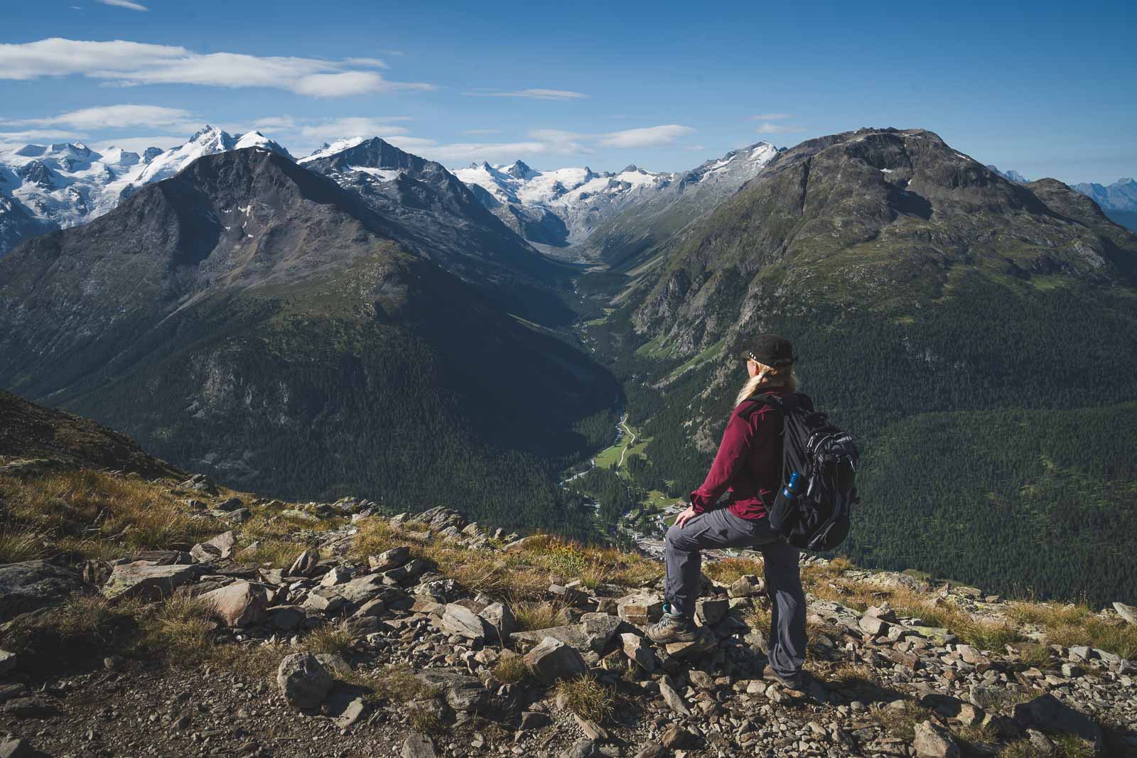 Views hiking down to Alp Languard in St. Moritz