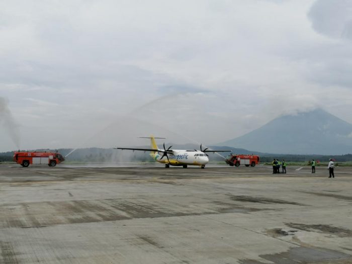 Cebu Pacific maiden flight from Manila to Legazpi landing in the newly inaugurated Bicol International Airport (BIA)—touted as the country’s “most scenic gateway” with the iconic Mayon Volcano at its backdrop.