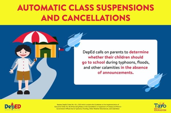 DepEd Automatic Class Suspensions and Cancellations