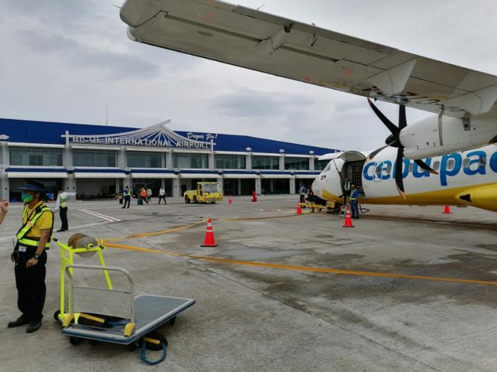 Cebu Pacific Manila to Legazpi maiden flight in front of the newly inaugurated Bicol International Airport