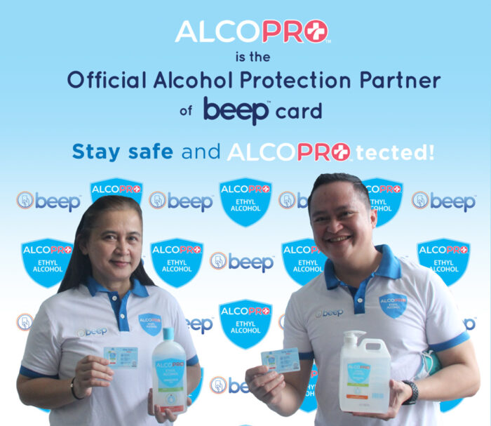 Photo shows the on-site launch which kicked off the new partnership between FPGMC’s ethyl alcohol brand AlcoPro and beep™ card of AF Payments Inc.