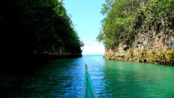 Bojo river mouth into the open sea