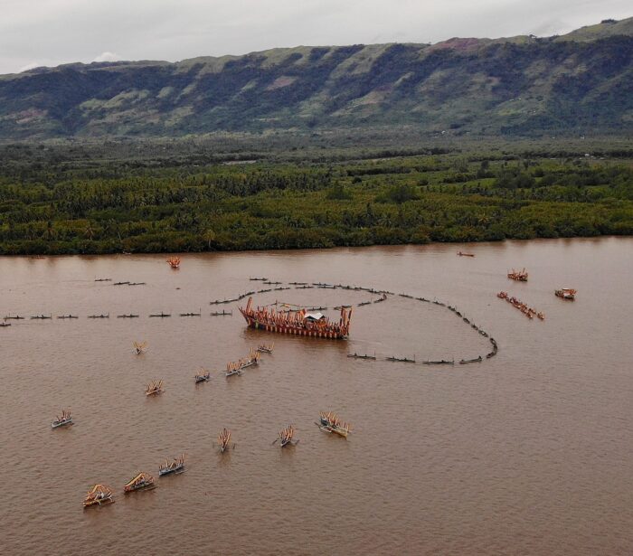 The Fluvial parade as seen from the air