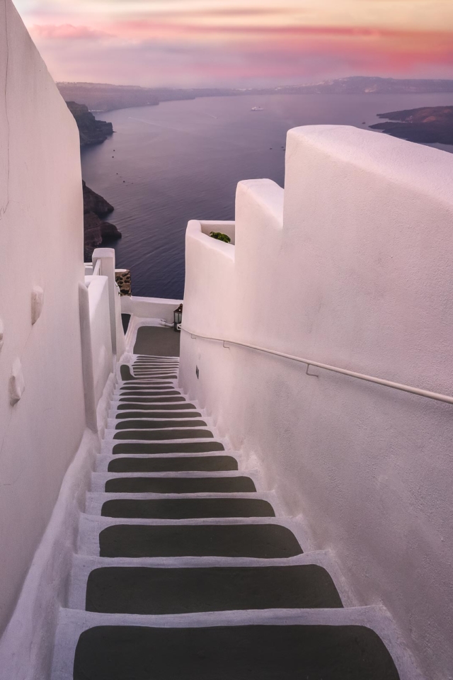 Sunset view of caldera from Fira Santorini