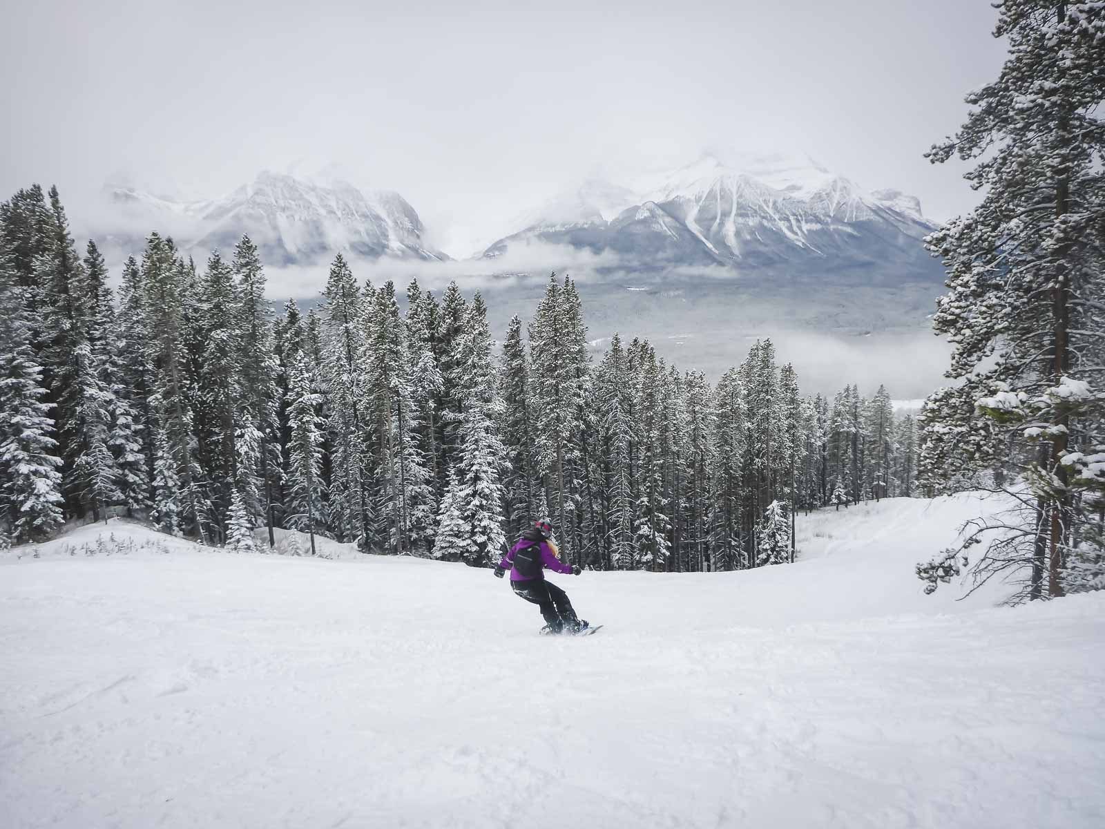 Snowboarding at Lake Louise in Banff National Park