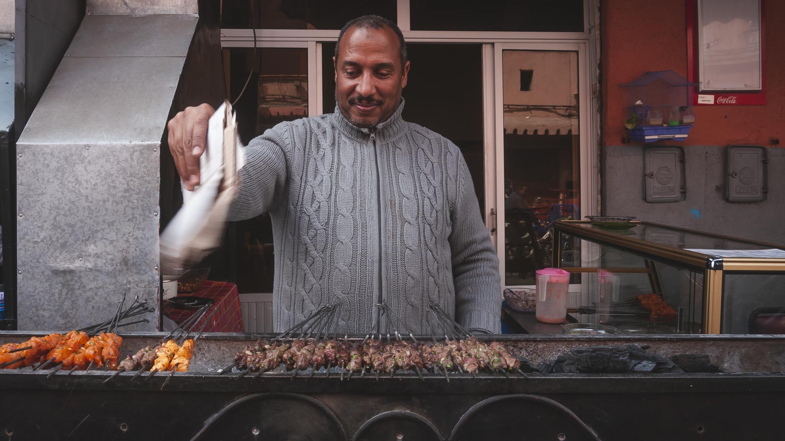 Kebabs on the streets Moroccan food