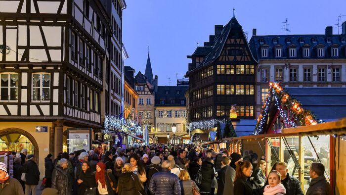 Strasbourg Christmas Market by Jorge Franganillo via Wikimedia cc