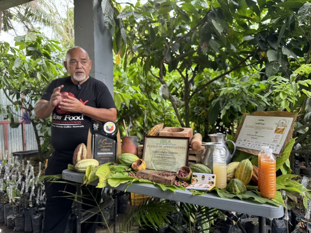 Chris Fadriga sharing his knowledge about heirloom cacao